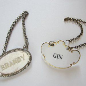 Liquor Labels Brandy Gin Neiman Marcus Hammersley Co England Metal Bottle Tags